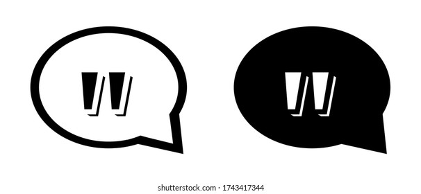 Quote icons in four different versions in a flat design