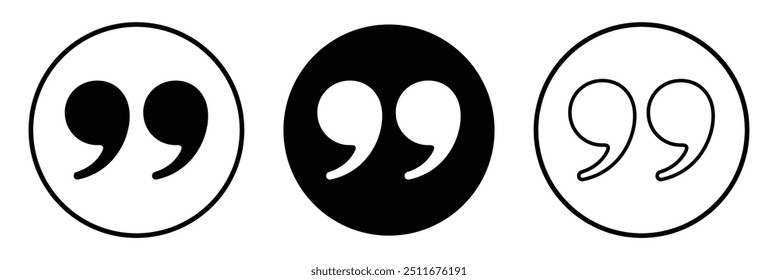 Quote icons set. Quote sign icon. Quotation mark symbol on white background.