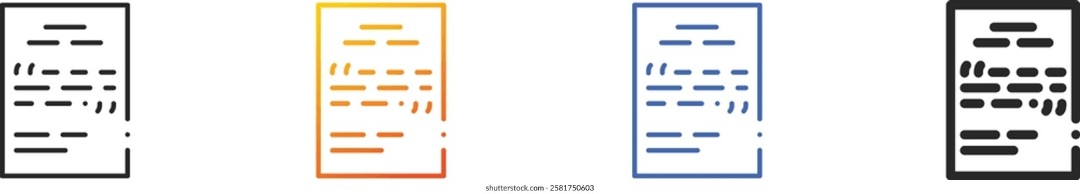 quote icon.Thin Linear, Gradient, Blue Stroke and bold Style Design Isolated On White Background