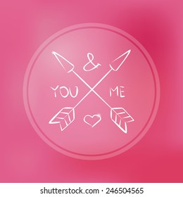 Quote, inspirational poster, typographical design, you and me love, blurred pink background. Vector illustration