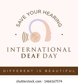 Quote for International Deaf Day emblem concept background. Holidays around the world of Deaf Day. Vector illustration EPS.8 EPS.10