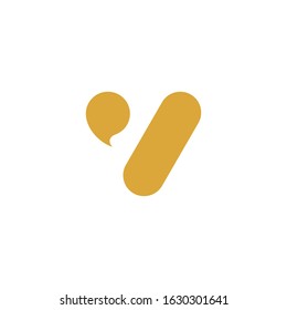 quote letter V logo design vector simple