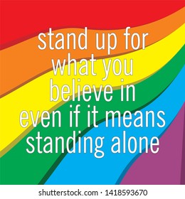 quote for lgbt with pride flag color