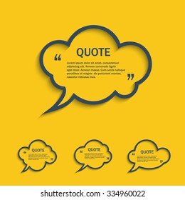 Quote line cloud speech bubbles set, vector template