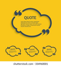 Quote line clouds with commas set, vector template