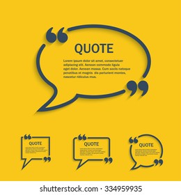 Quote line speech bubbles with commas set, vector template