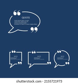 Quote line speech bubbles with inverted commas or speech mark stock illustration