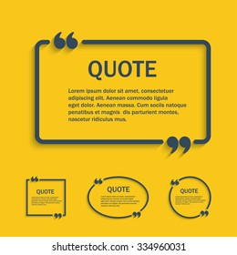 Quote line text box with commas set , vector template