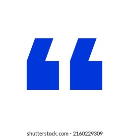 quote logo design. Inverted commas icon. Blue speech flat icon vector.