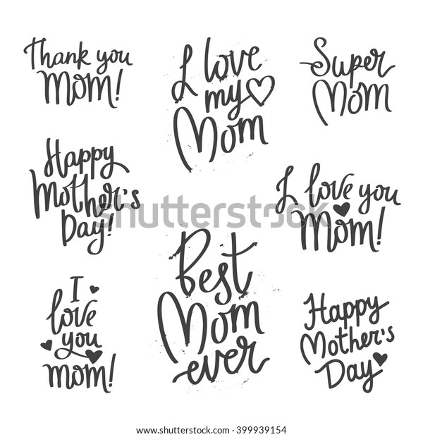 お母さんを愛してる おしゃれな書道 母の日には素晴らしいギフトカード 白い背景にベクターイラスト ありがとうお母さん あいさつ文 のベクター画像素材 ロイヤリティフリー 399939154