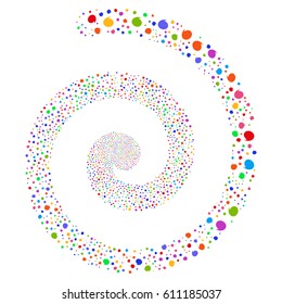 Quote majestic swirl spiral. Vector bright multicolored scattered symbols.