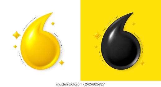 Quote mark 3d icons. Set of quotation marks, yellow and black comma sign. Information quote design. Comment message and citation, quotation decoration. Vector illustration