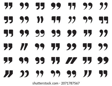 quote mark collection. black quotes icon set. Speech mark. inverted commas symbol. vector illustration