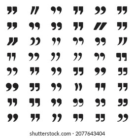 quote mark collection. black quotes icon set. Speech mark. inverted commas symbol. vector illustration