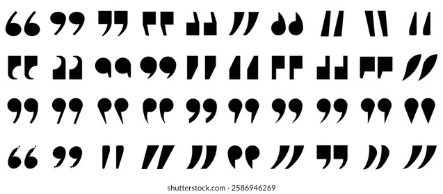 quote mark collection. black quotes icon set. Speech mark. inverted commas symbol. vector illustration