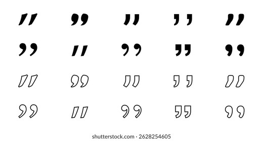 Quote mark collection. black quotes icon set. Speech mark. inverted commas symbol. vector illustration