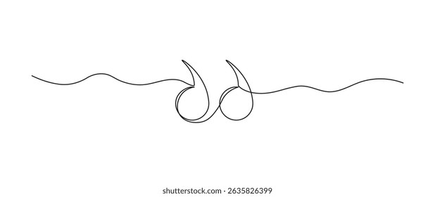 Quote mark in continuous line drawing style. Minimalist black linear isolated on white background. Vector illustration