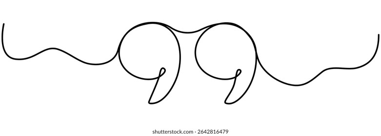 Desenho de linha contínua de marca de citação. Ilustração de concept.Vetor de comunicação isolada em branco.