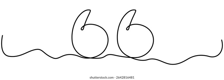 Desenho de linha contínua de marca de citação. Ilustração de concept.Vetor de comunicação isolada em branco.