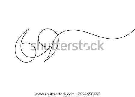 Quote mark continuous one line drawing and minimalist style isolate outline vector illustration