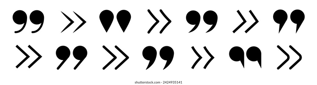 Quote mark, dialog element icons set