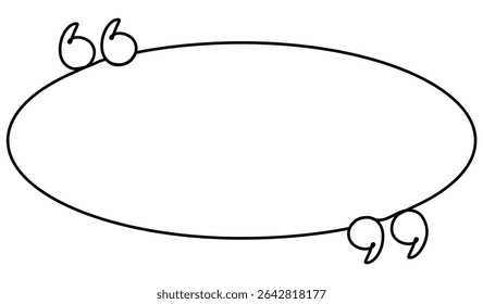 Quote mark frame with empty space continuous line drawing. Conversation concept. Poster symbol. Vector illustration isolated on white.