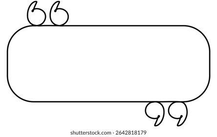Quote mark frame with empty space continuous line drawing. Conversation concept. Poster symbol. Vector illustration isolated on white.