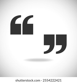 Quote mark graphic sign isolated on white background. Citation symbol. Vector illustration