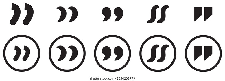 Quote mark icon for conversation or definition. Quote icon. Quotation mark. Quote speech symbol vector illustration. Citation double comma graphic design.