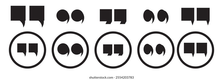 Quote mark icon for conversation or definition. Quote icon. Quotation mark. Quote speech symbol vector illustration. Citation double comma graphic design.