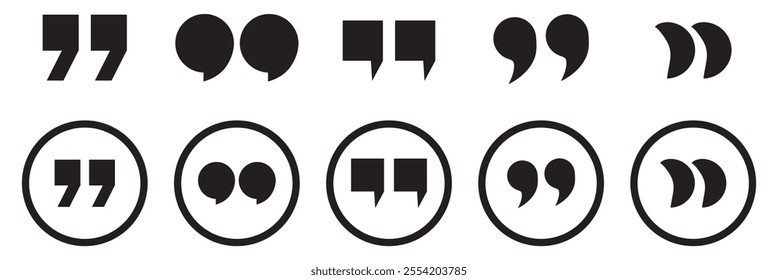 Quote mark icon for conversation or definition. Quote icon. Quotation mark. Quote speech symbol vector illustration. Citation double comma graphic design.