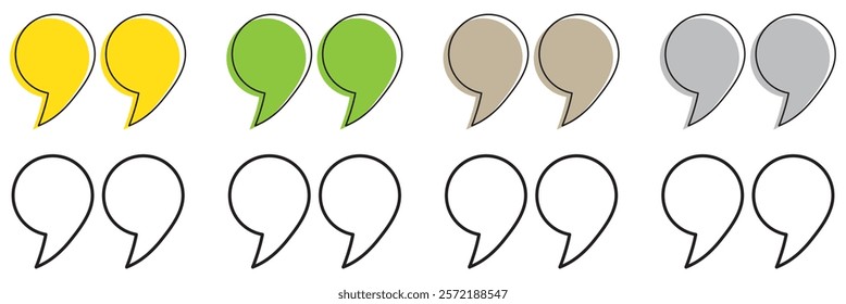 Quote mark icon for conversation or definition. Quote icon. Quotation mark. Quote speech symbol vector illustration. Citation double comma graphic design.