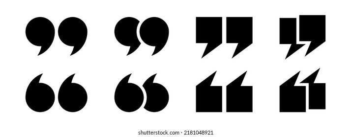 Quote Mark Icon Set. Comment Symbol In Black. Quote Mark Symbol. Comma Icon Set. Comma Sign In Black. Stock Vector Illustration