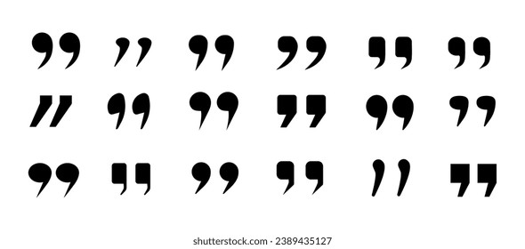 Quote mark icon set for conversation or definition. Quote speech symbol vector illustration.