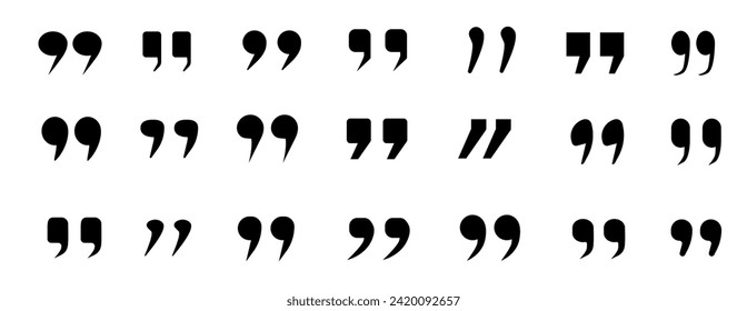 Quote mark icon set for conversation or definition. Quote speech symbol vector illustration.