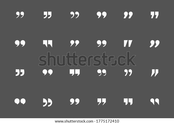 Quote
mark icon set for conversation or definition. Quote speech symbol
vector illustration. Citation double comma graphic design
collection for comment or punctuation sign. SET
2
