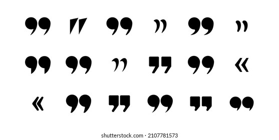 Quote Mark Icon Set. Text Quotes. Vector Line Icon For Business And Advertising.