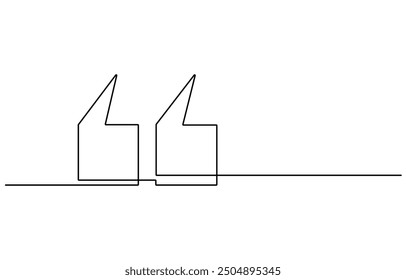 símbolo de icono de comilla un dibujo de línea, Dibujo de línea continua simple de una comilla