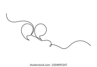 quote mark icon symbol one line drawing, Single continuous line drawing of a quote mark