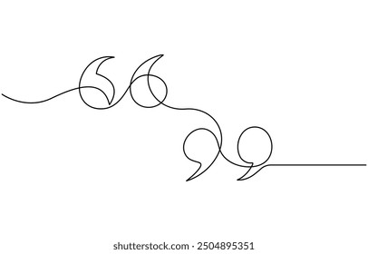 quote mark icon symbol one line drawing, Single continuous line drawing of a quote mark