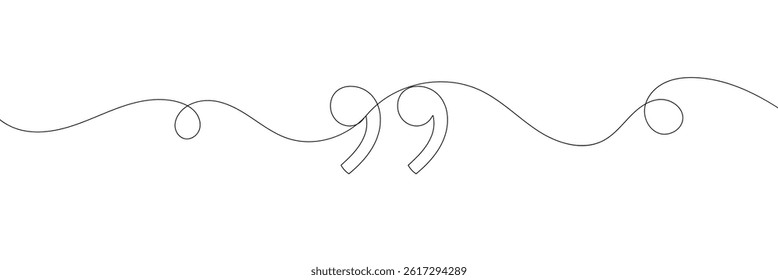Quote mark icon symbol one line drawing, Single continuous line drawing of a quote mark .Vector Illustration .EPS 10 .