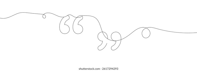 Quote mark icon symbol one line drawing, Single continuous line drawing of a quote mark .Vector Illustration .EPS 10 .