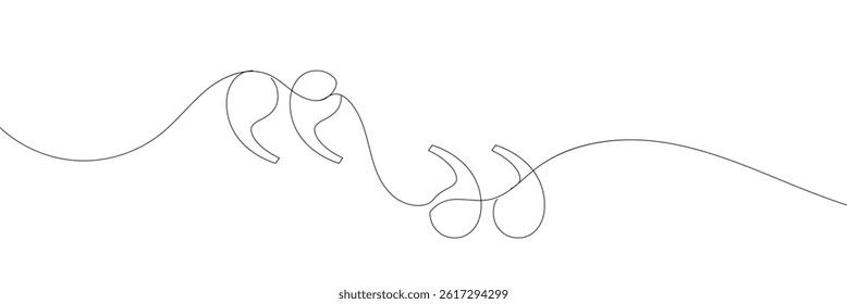 Quote mark icon symbol one line drawing, Single continuous line drawing of a quote mark .Vector Illustration .EPS 10 .