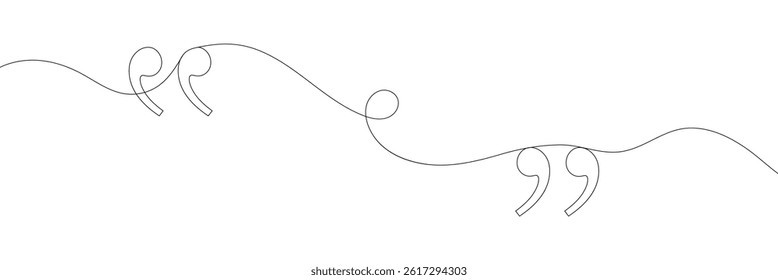 Quote mark icon symbol one line drawing, Single continuous line drawing of a quote mark .Vector Illustration .EPS 10 .