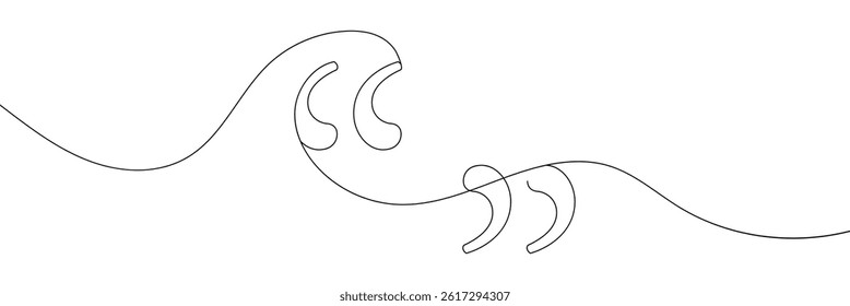 Quote mark icon symbol one line drawing, Single continuous line drawing of a quote mark .Vector Illustration .EPS 10 .