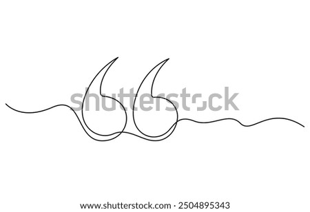 quote mark icon symbol one line drawing, Single continuous line drawing of a quote mark