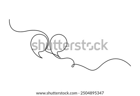quote mark icon symbol one line drawing, Single continuous line drawing of a quote mark