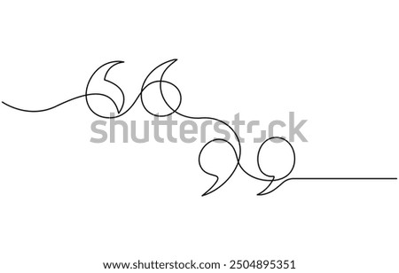 quote mark icon symbol one line drawing, Single continuous line drawing of a quote mark