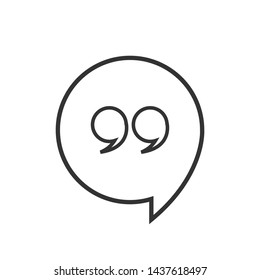 Quote Mark Icon - Symbol, Vector Illustration. Presented in Line Art Style for Design and Websites, Presentation or Mobile Application. 
