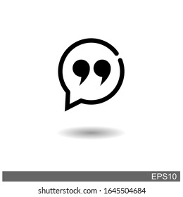 Quote Mark Icon Symbol with white background.Vector Illustration

